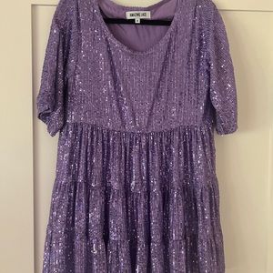 Amazing Lace (size small) purple sequin baby doll dress